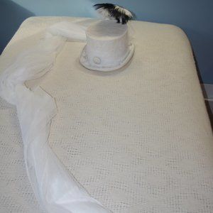 GOTH- STEAMPUNK HAT WHITE - SIZE XL